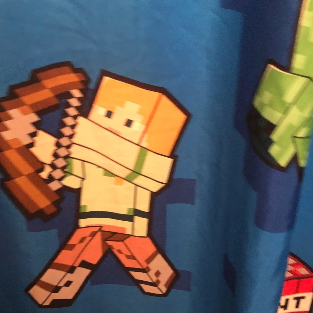 Minecraft Kids Costume Shower Curtain - Blue with TNT & Creeper